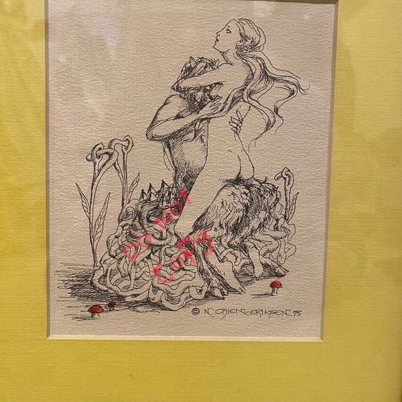 Nancy Chien Eriksen original ink art 1975 matted and framed - Picture 3 of 4